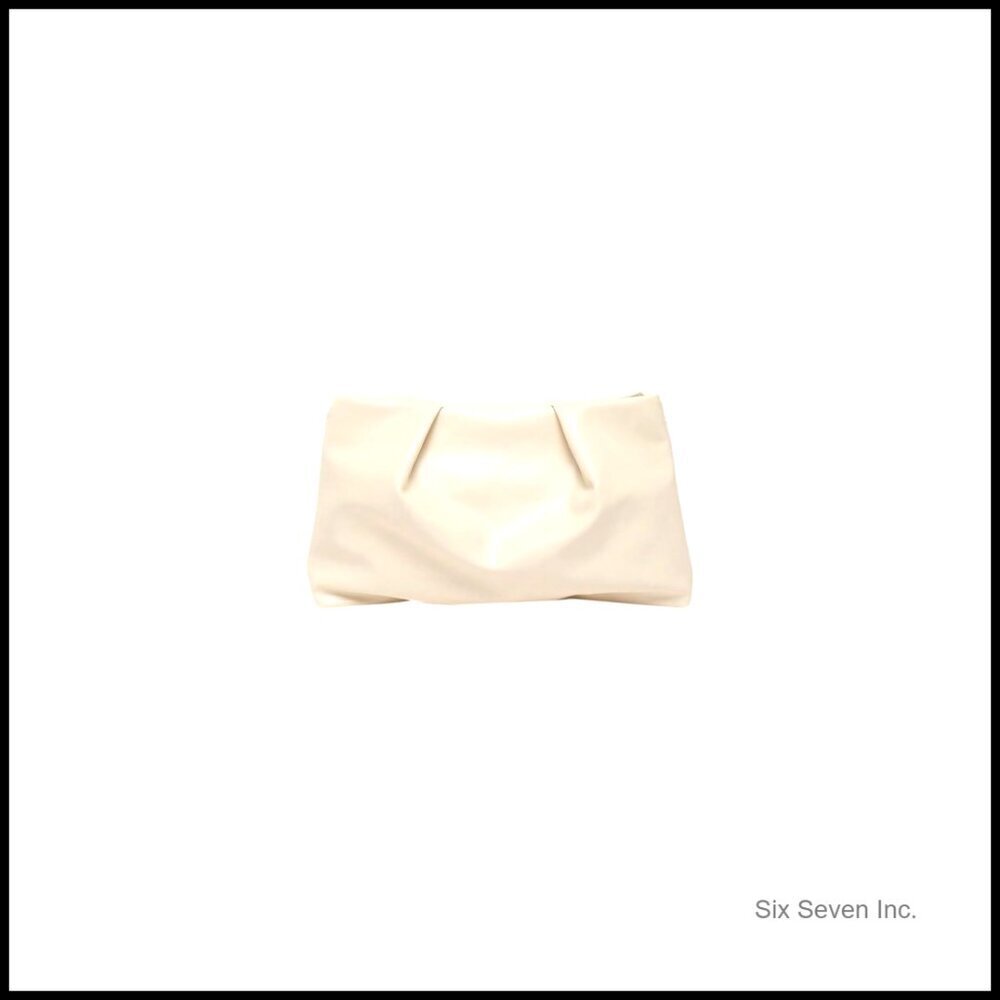 PU Leather Clutch Minimalist Zipper Ruched Handbag Evening Business Chic